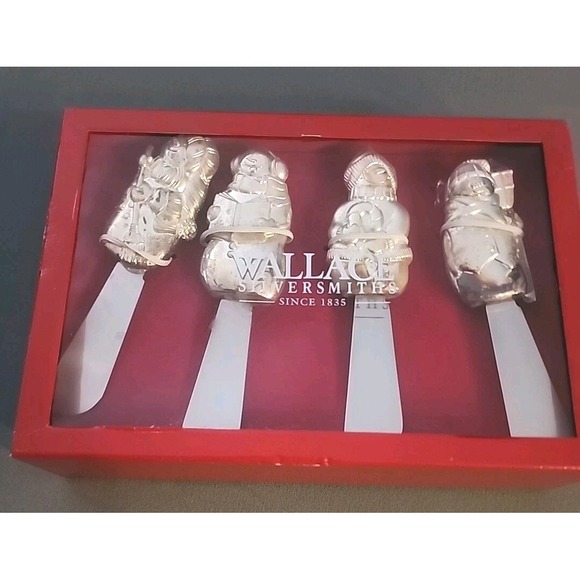 Wallace Silversmiths Christmas Holiday Snowmen Cheese Spreader Set (4) - Picture 1 of 6